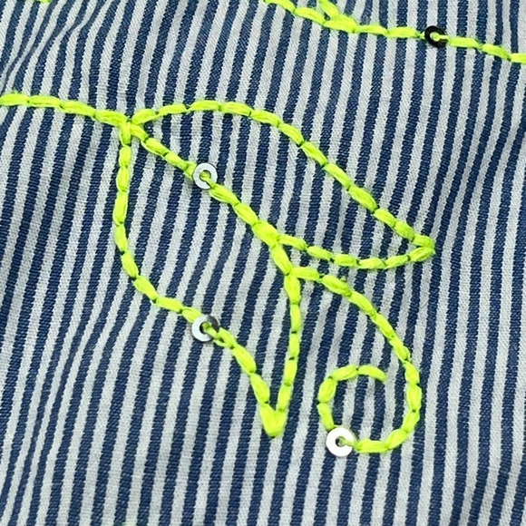 Maeve Anthropologie Clarissa Blouse Women's 6 Blue Striped Floral Button Up Top* - Picture 3 of 11